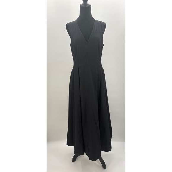 Madewell V-Neck Circle Seamed Maxi Dress True Black Sleeveless Cotton 00 NW050 - Picture 6 of 13